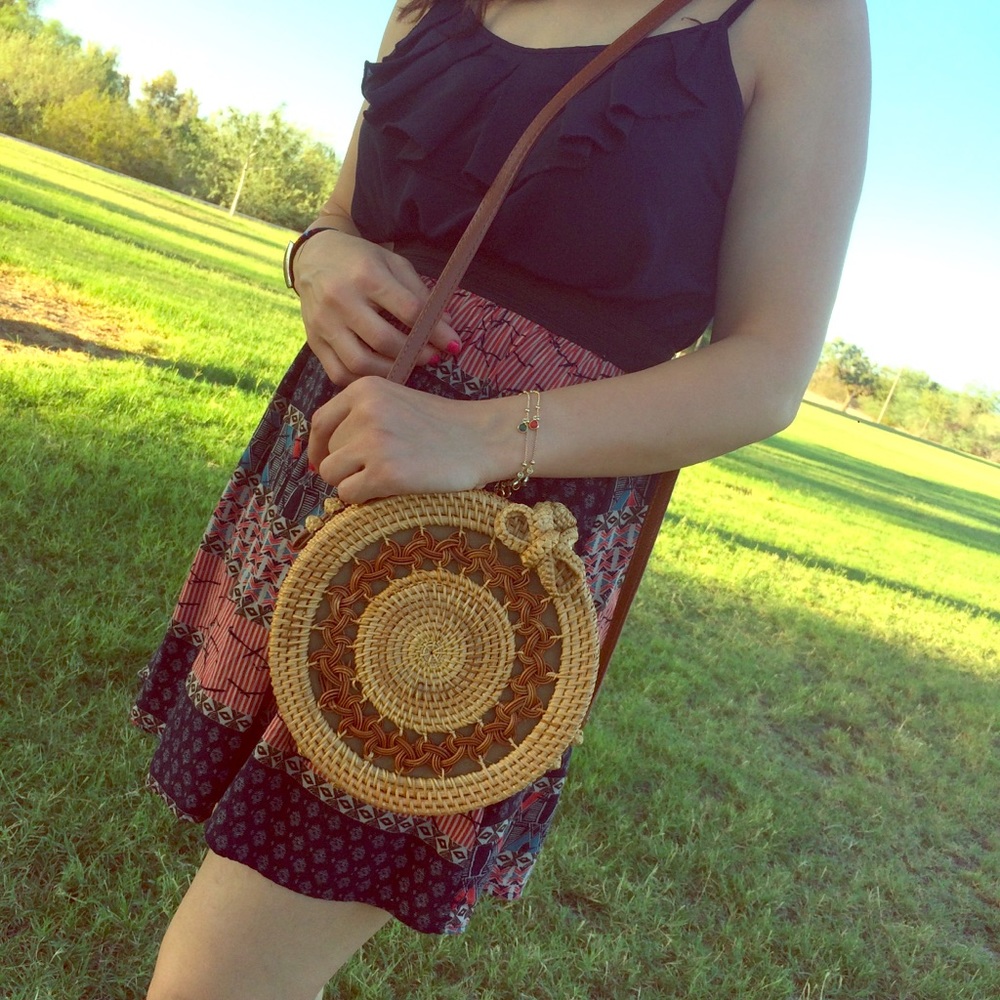 SALE! Handmade Ata Rattan round bag crossbody
